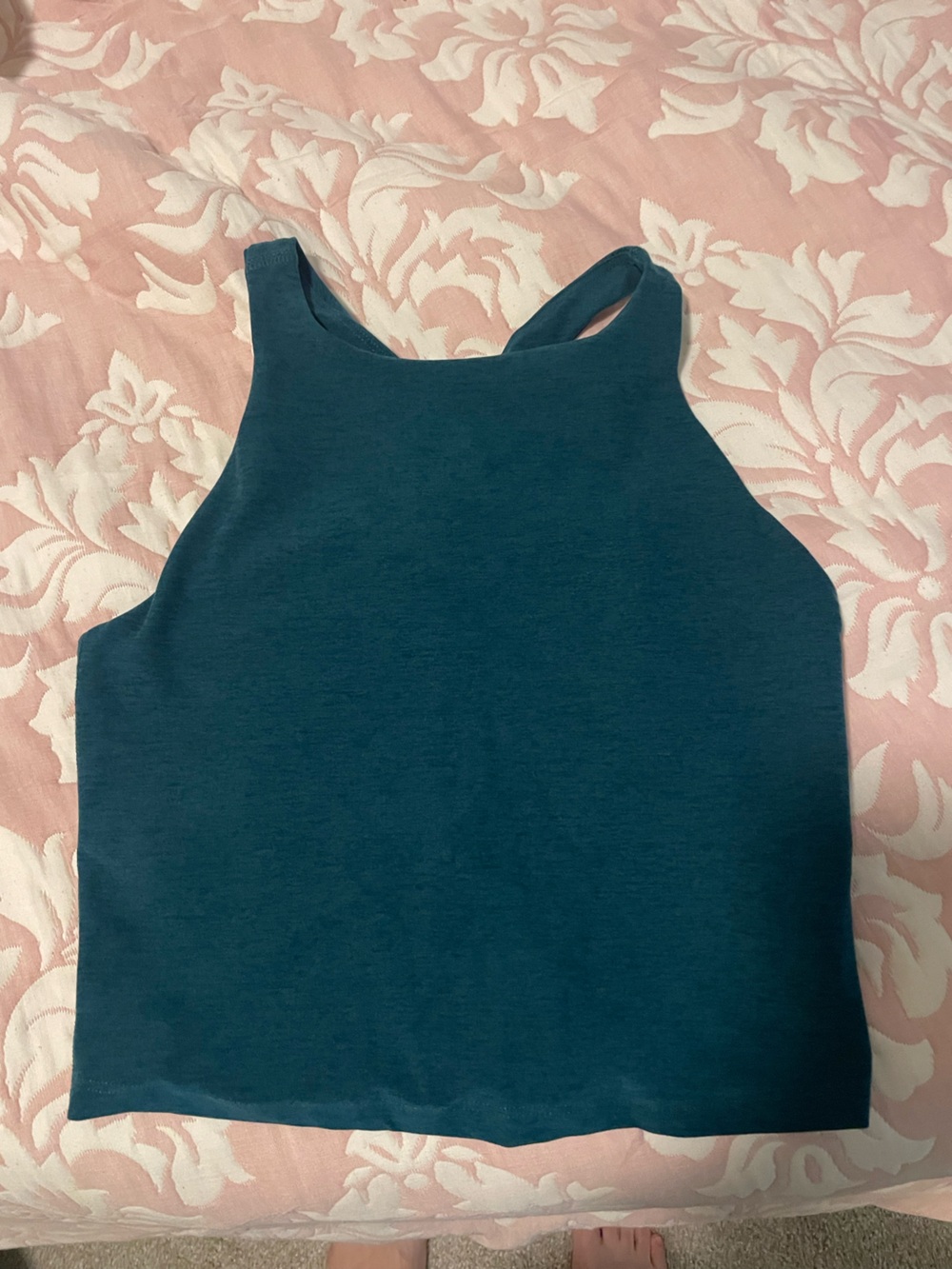 Beyond Yoga Teal High-Neck Cropped Tank Top